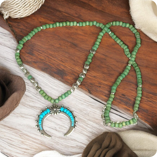 Western Crescent Concho Sweater Necklace