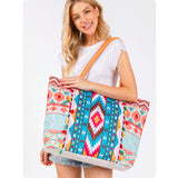 Summertime Fun Boho Aztec Fringe Tote Bag-Weekender