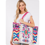 Color Me Happy-Boho Aztec Fringe Tote Bag-Weekender