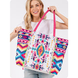 Color Me Happy-Boho Aztec Fringe Tote Bag-Weekender