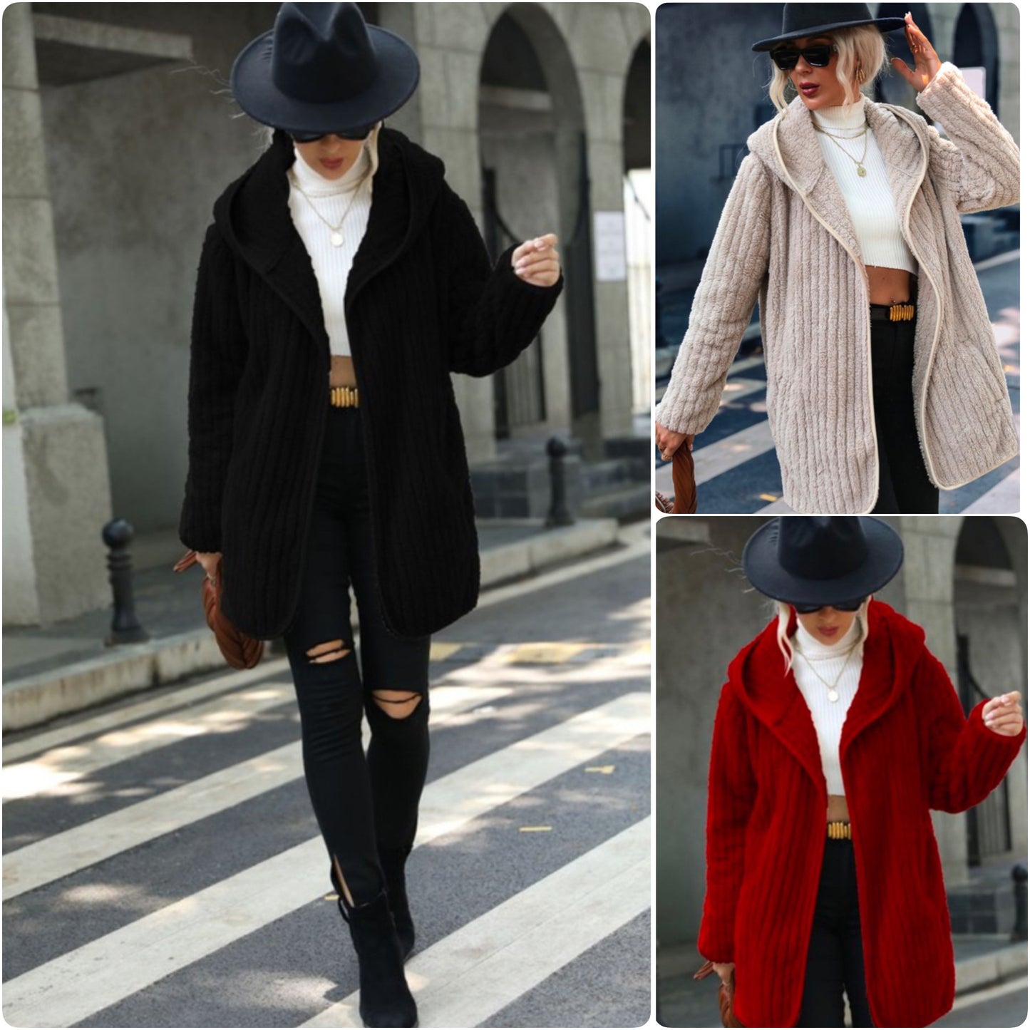 Classy and Sassy Fluffy Hooded Jacket