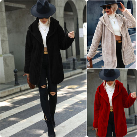 Classy and Sassy Fluffy Hooded Jacket