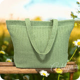 XL Olive Crochet Straw Bag-Tote Bag-Weekender Bag-Purse