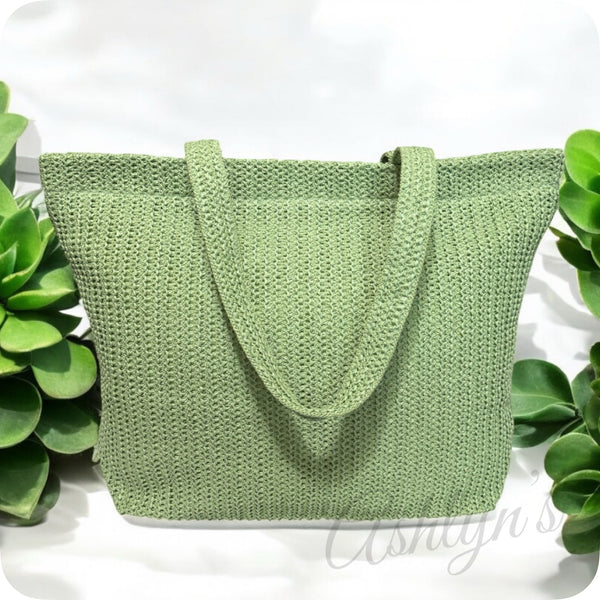 XL Olive Crochet Straw Bag-Tote Bag-Weekender Bag-Purse