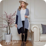 Casually Classy Fuzzy Navy Gray Cardigan Kimono