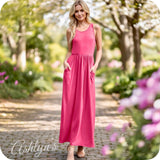 Casually Classy Fuchsia Sleeveless Tank Maxi Dress