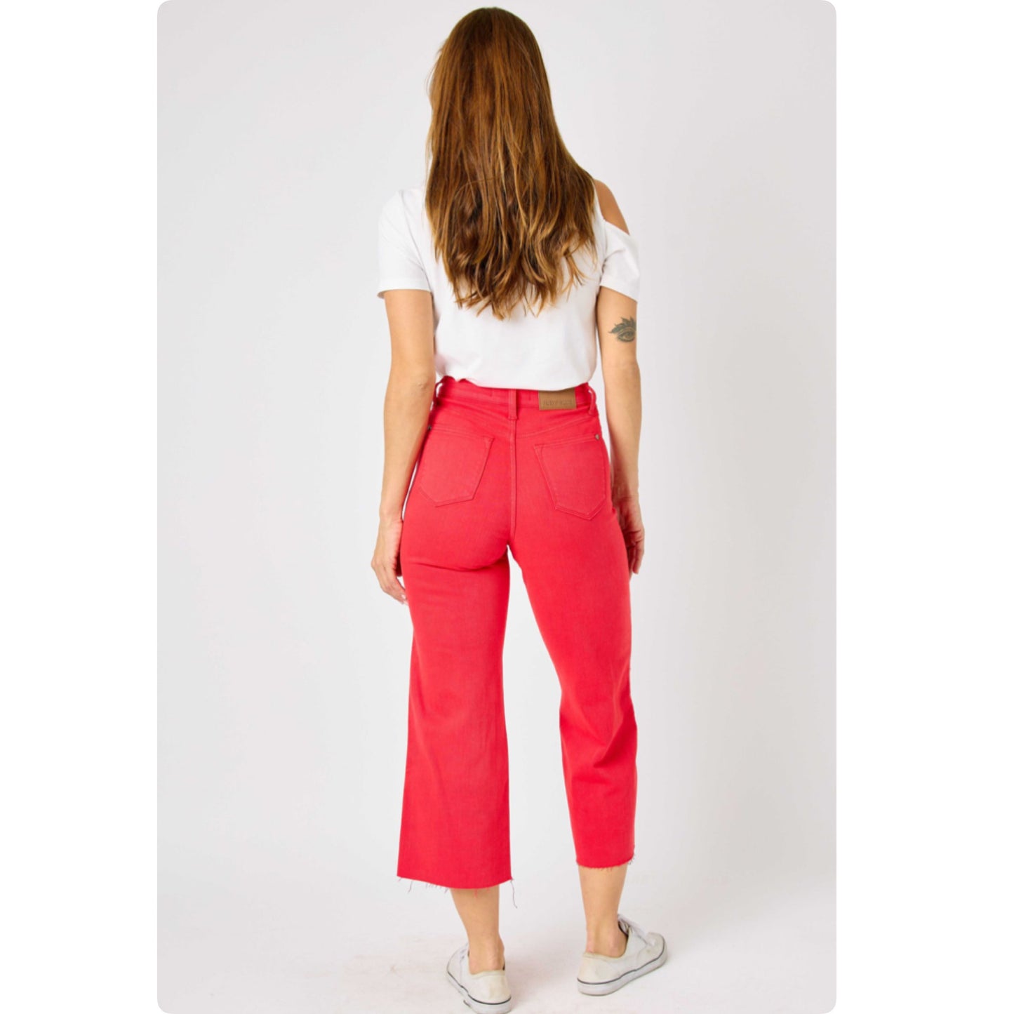 JUDY BLUE Tummy Control Red Crop Capris