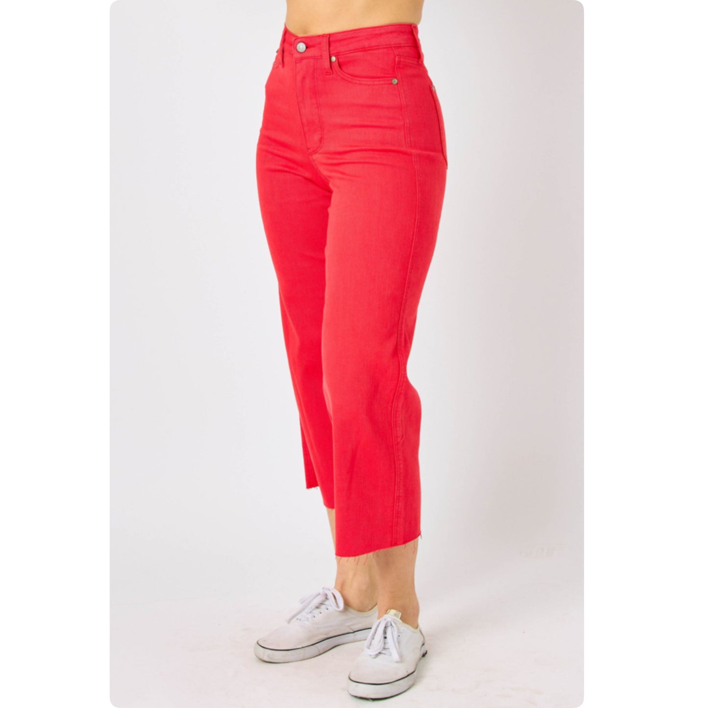 JUDY BLUE Tummy Control Red Crop Capris