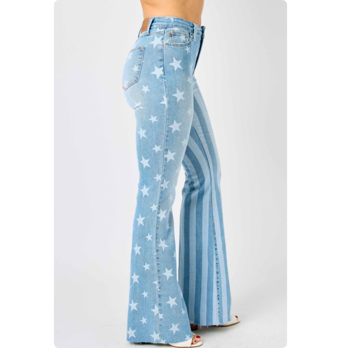 JUDY BLUE Americana Stars and Stripes Flare Jeans