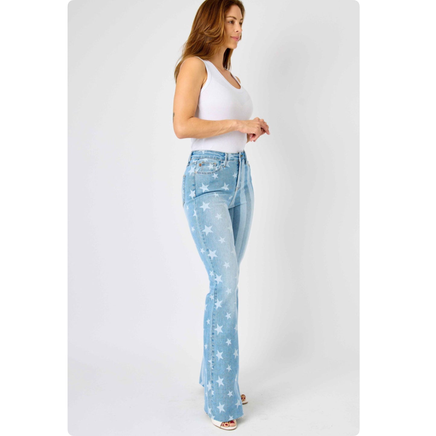 JUDY BLUE Americana Stars and Stripes Flare Jeans