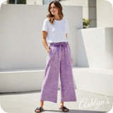 Zenana Acid Wash Fleece B Violet Palazzo Capri Pants with Pockets