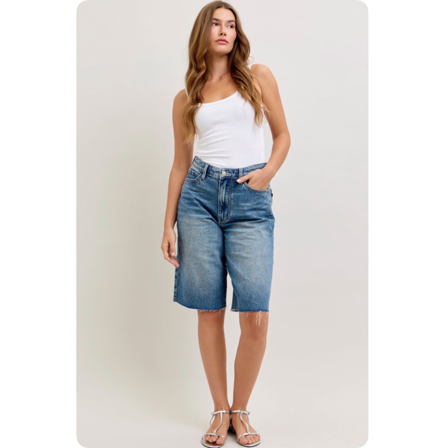 JUDY BLUE High Waist Rigid Magic Jorts-Bermuda Shorts