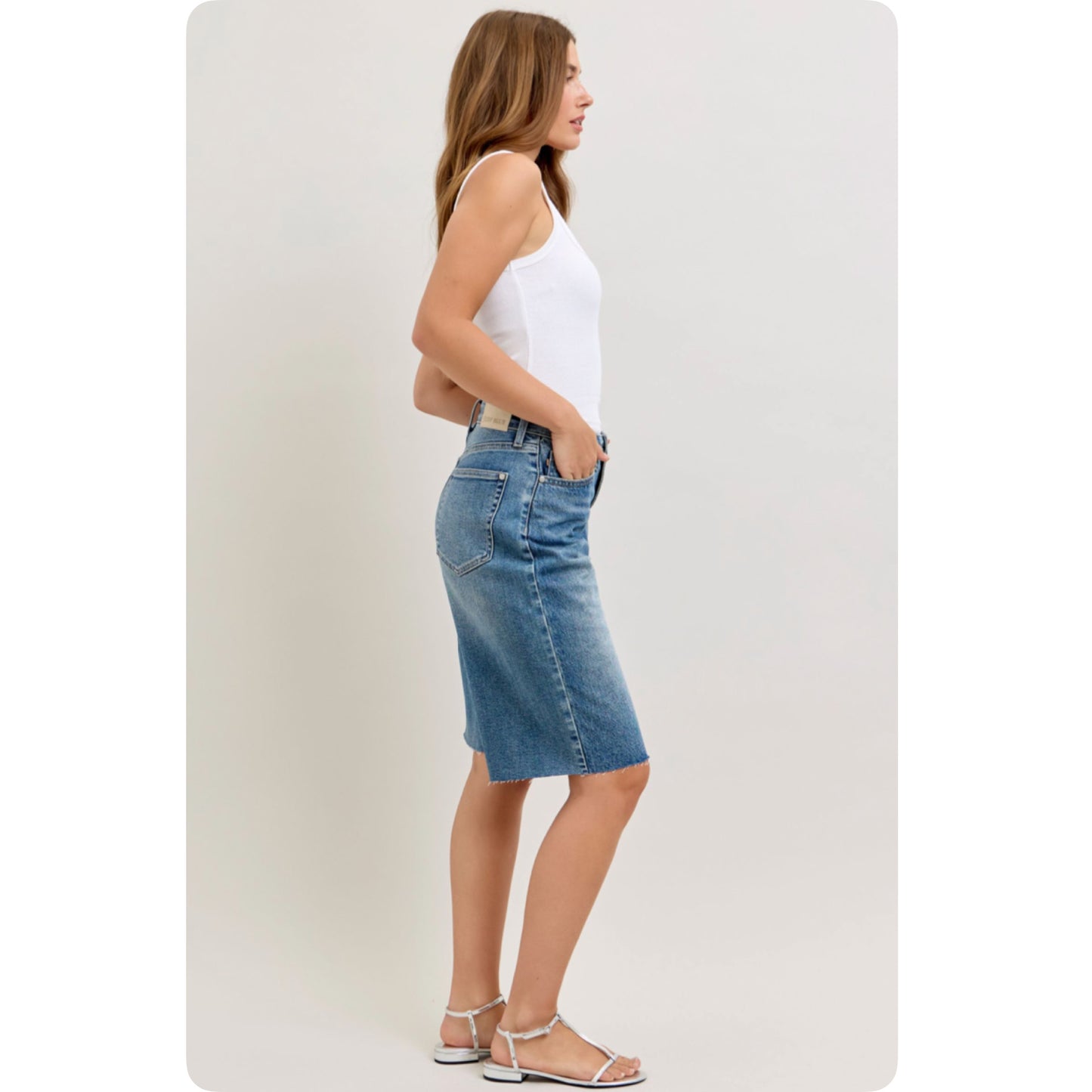 JUDY BLUE High Waist Rigid Magic Jorts-Bermuda Shorts