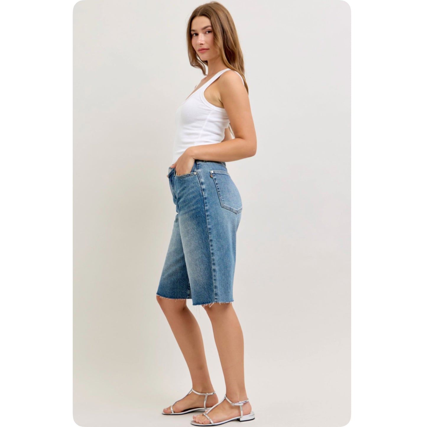 JUDY BLUE High Waist Rigid Magic Jorts-Bermuda Shorts