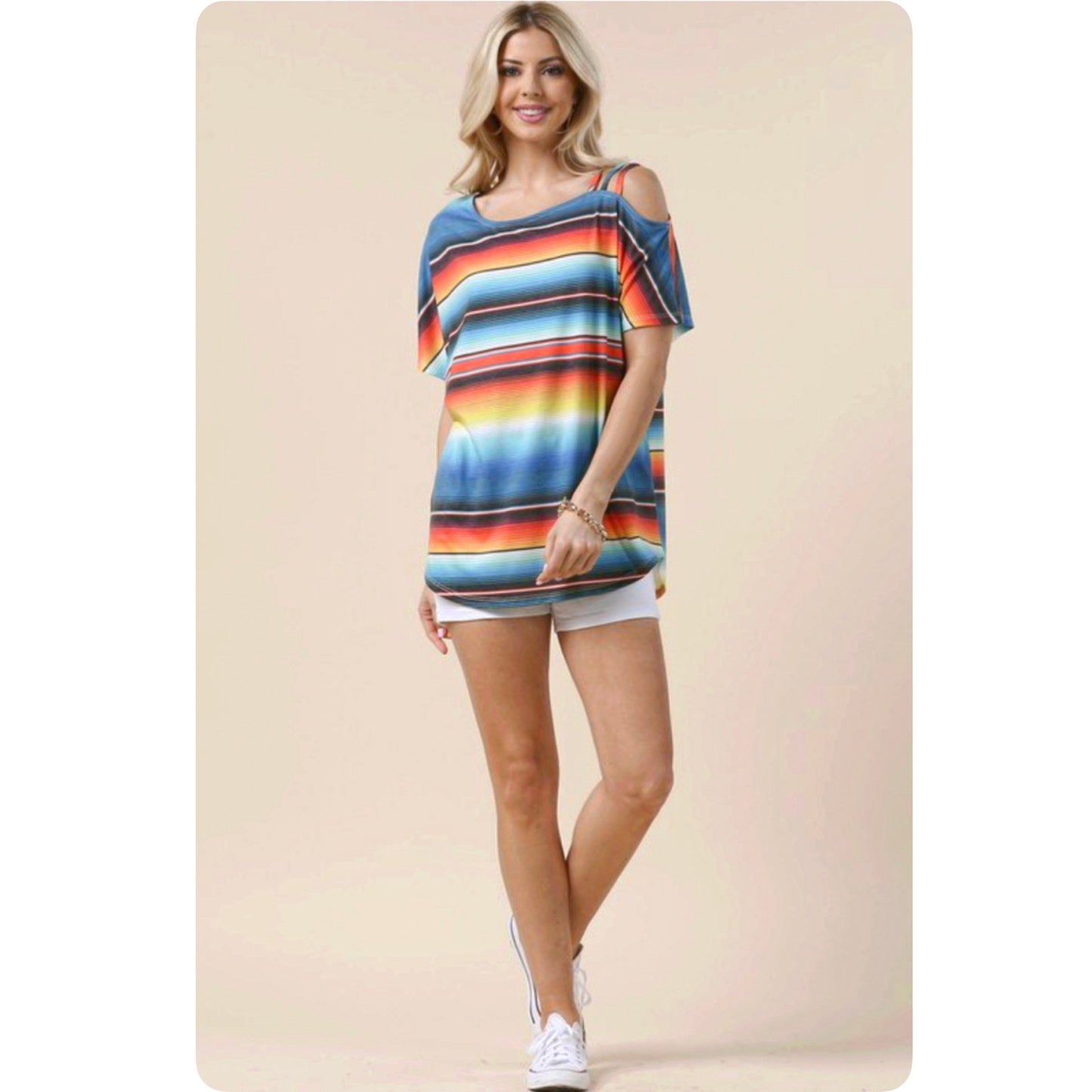 Ashlyn’s Serape Off Shoulder Multi Strap Top