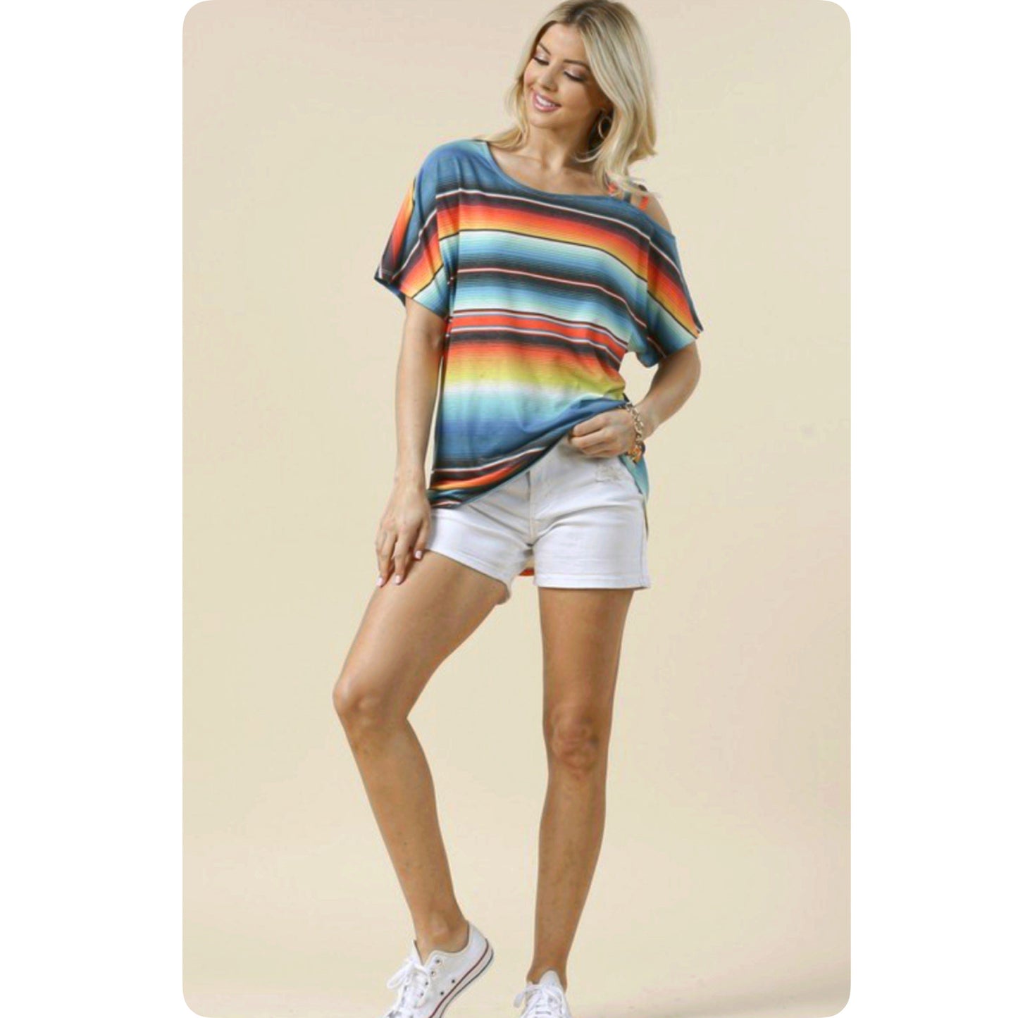 Ashlyn’s Serape Off Shoulder Multi Strap Top
