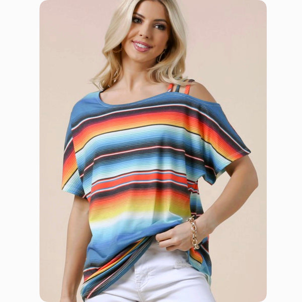 Ashlyn’s Serape Off Shoulder Multi Strap Top