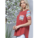 Ashlyn’s Serape Aztec Brick Raglan-Tunic Top