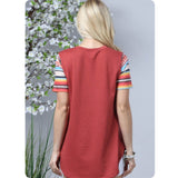 Ashlyn’s Serape Aztec Brick Raglan-Tunic Top