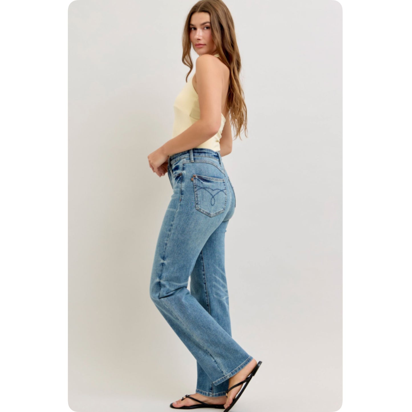 JUDY BLUE Casual Days HW Tummy Control Straight Leg Jeans