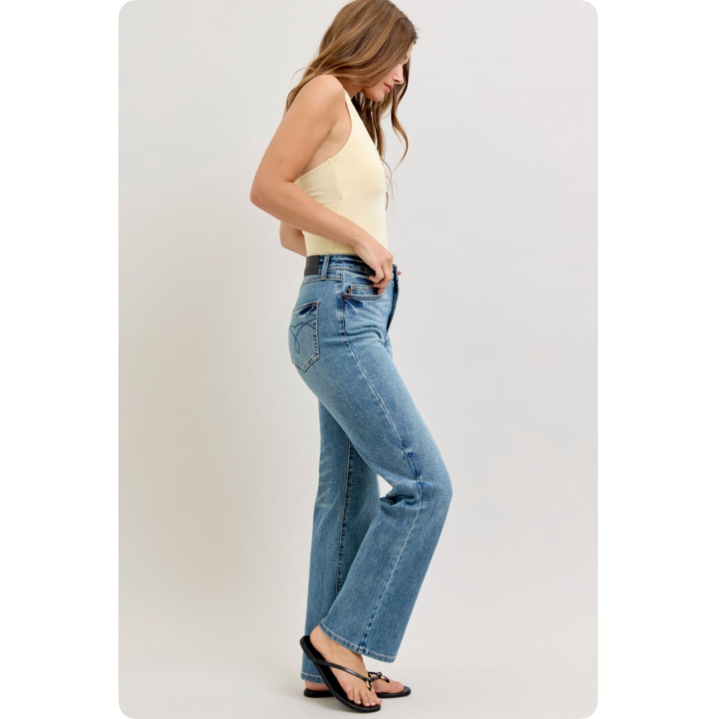 JUDY BLUE Casual Days HW Tummy Control Straight Leg Jeans
