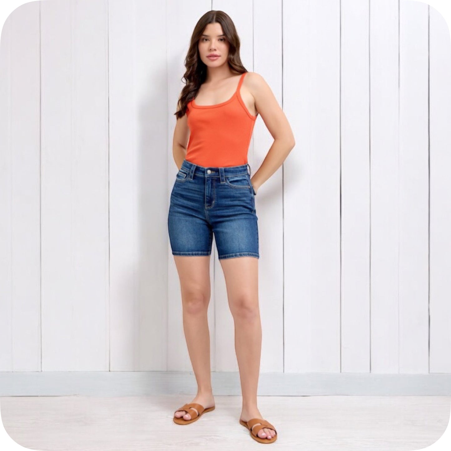 JUDY BLUE Dark Denim Bermuda Shorts-Summer Comfort