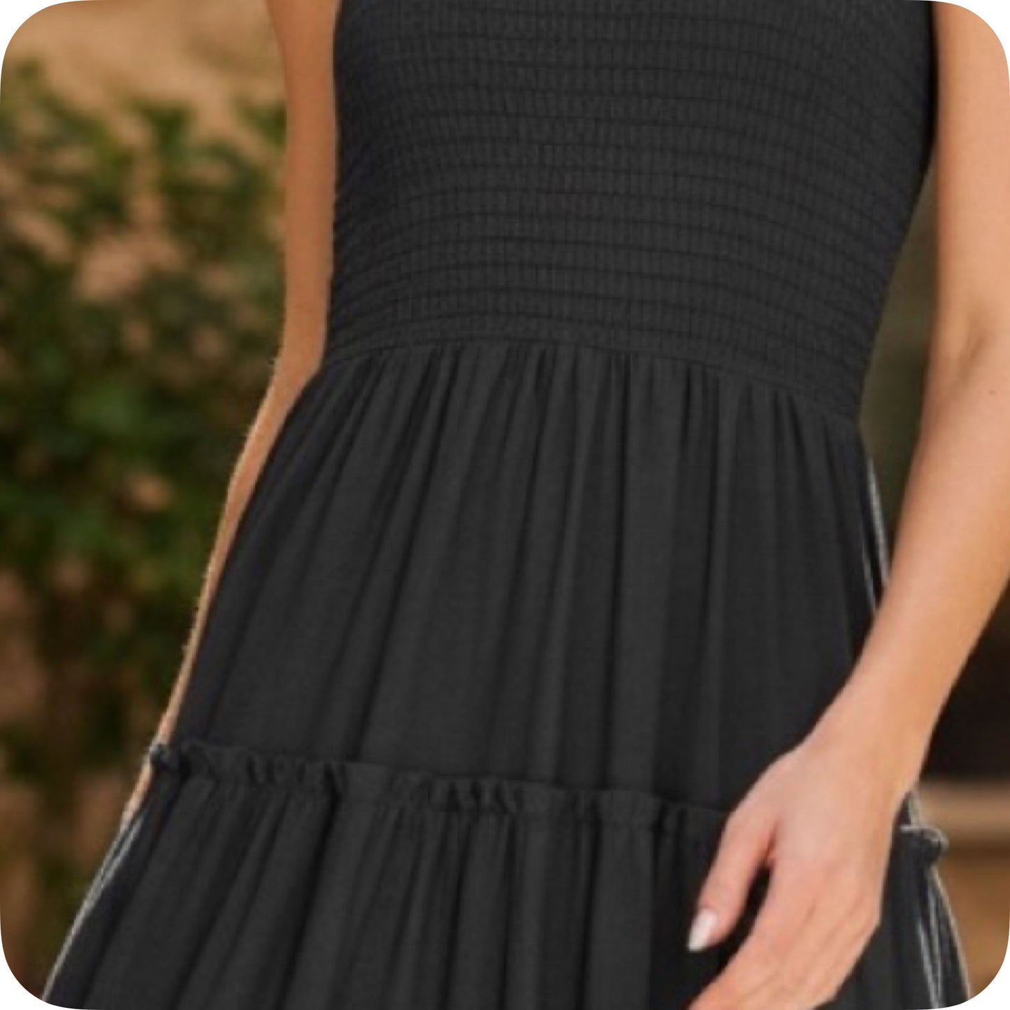 Adorable Me-Zenana Casually Classy Black Smocked Midi Dress