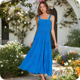 Adorable Me-Zenana Ocean Blue Smocked Midi Dress