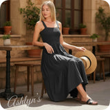 Adorable Me-Zenana Black Smocked Midi Dress