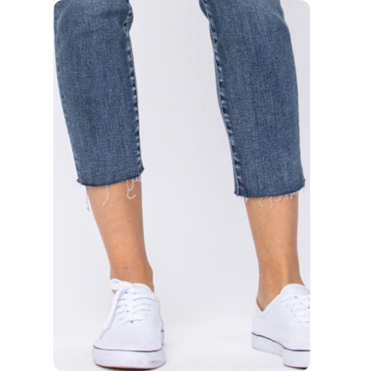 JUDY BLUE High-Rise Raw Hem Relaxed Fitting Jeans