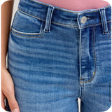 JUDY BLUE Frayed Hem Bermuda Shorts