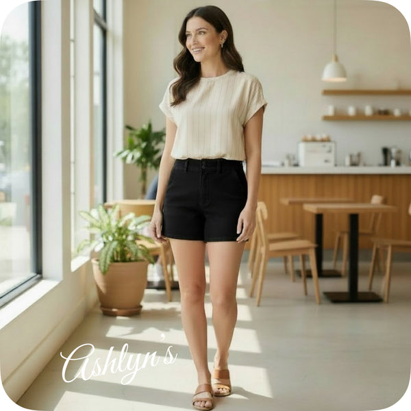 JUDY BLUE Casual Days Black Double Button Shorts