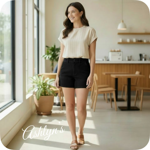 JUDY BLUE Casual Days Black Double Button Shorts