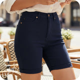 JUDY BLUE High Waist Tummy Control Navy Blue Bermuda Shorts