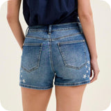 JUDY BLUE American Pride HW Star Splatter Blue Denim Shorts