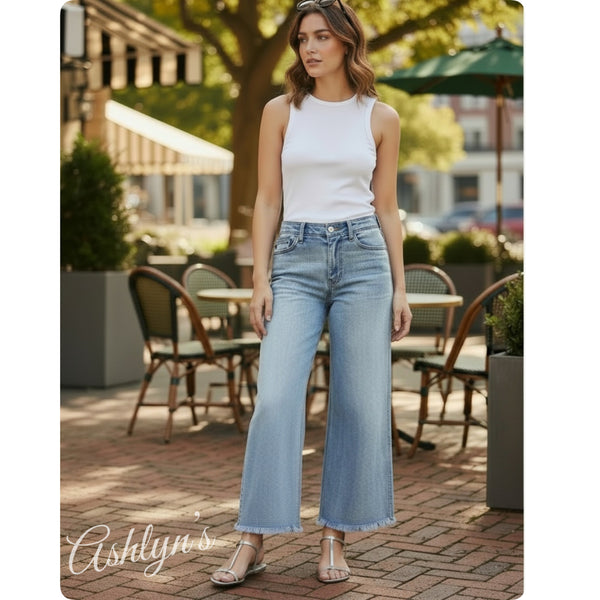 JUDY BLUE Hollywood Star Ankle Wide Leg Jeans