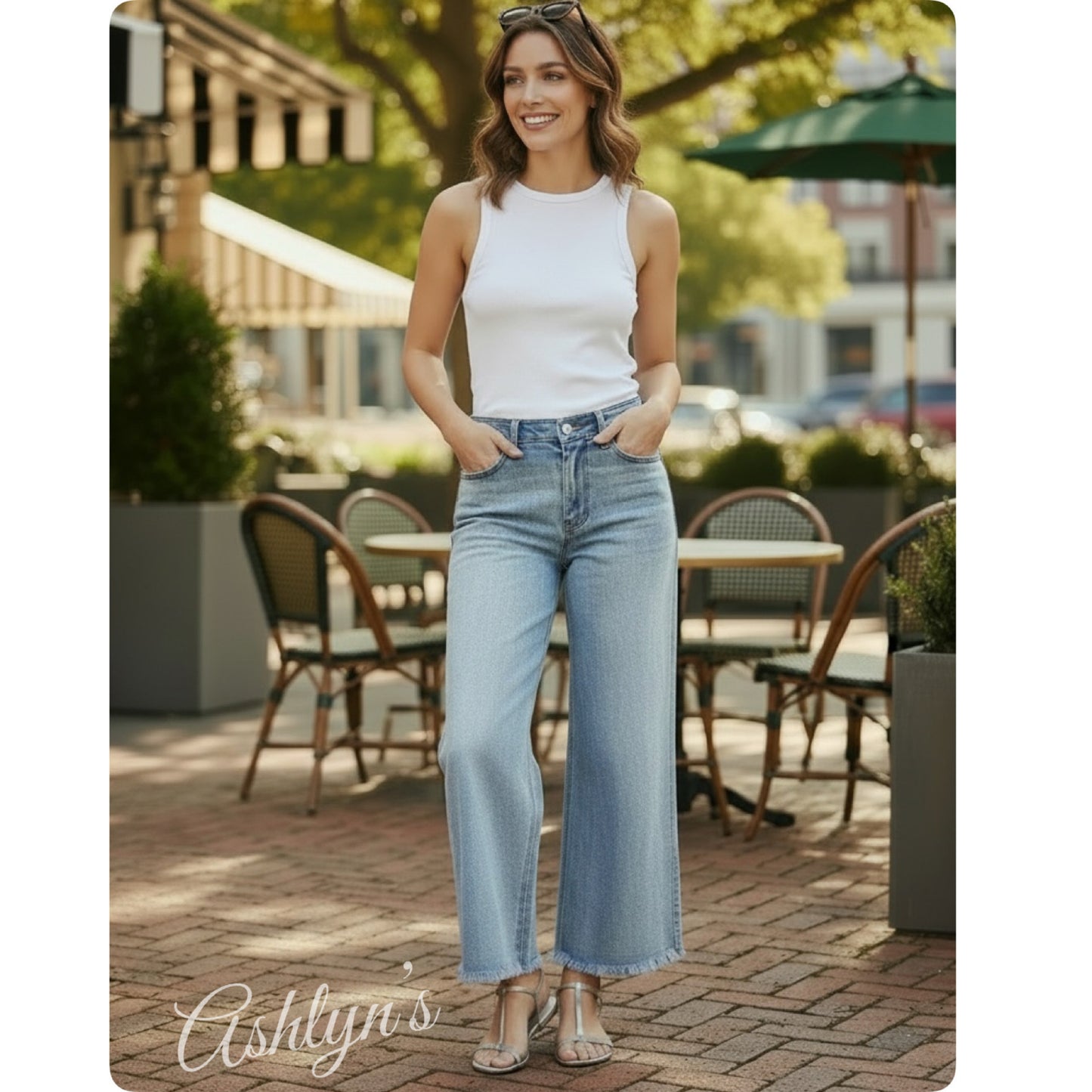 JUDY BLUE Hollywood Star Ankle Wide Leg Jeans