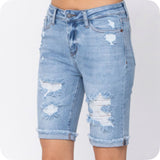 JUDY BLUE Destroyed Bermuda Shorts