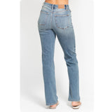 JUDY BLUE High Waist Destroy Detail Dad Jeans-Stretchy Comfort