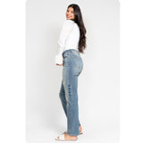 JUDY BLUE High Waist Destroy Detail Dad Jeans-Stretchy Comfort