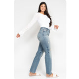 JUDY BLUE High Waist Destroy Detail Dad Jeans-Stretchy Comfort