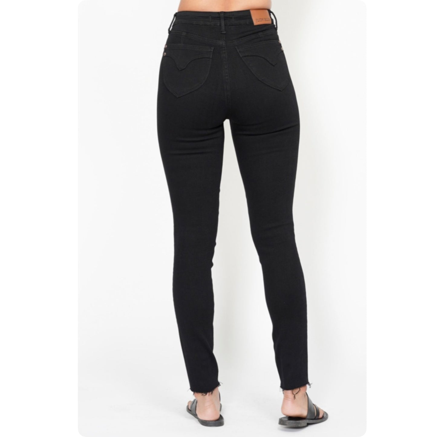 JUDY BLUE High Waist TUMMY CONTROL Black Skinny Jeans-Stretchy Comfort