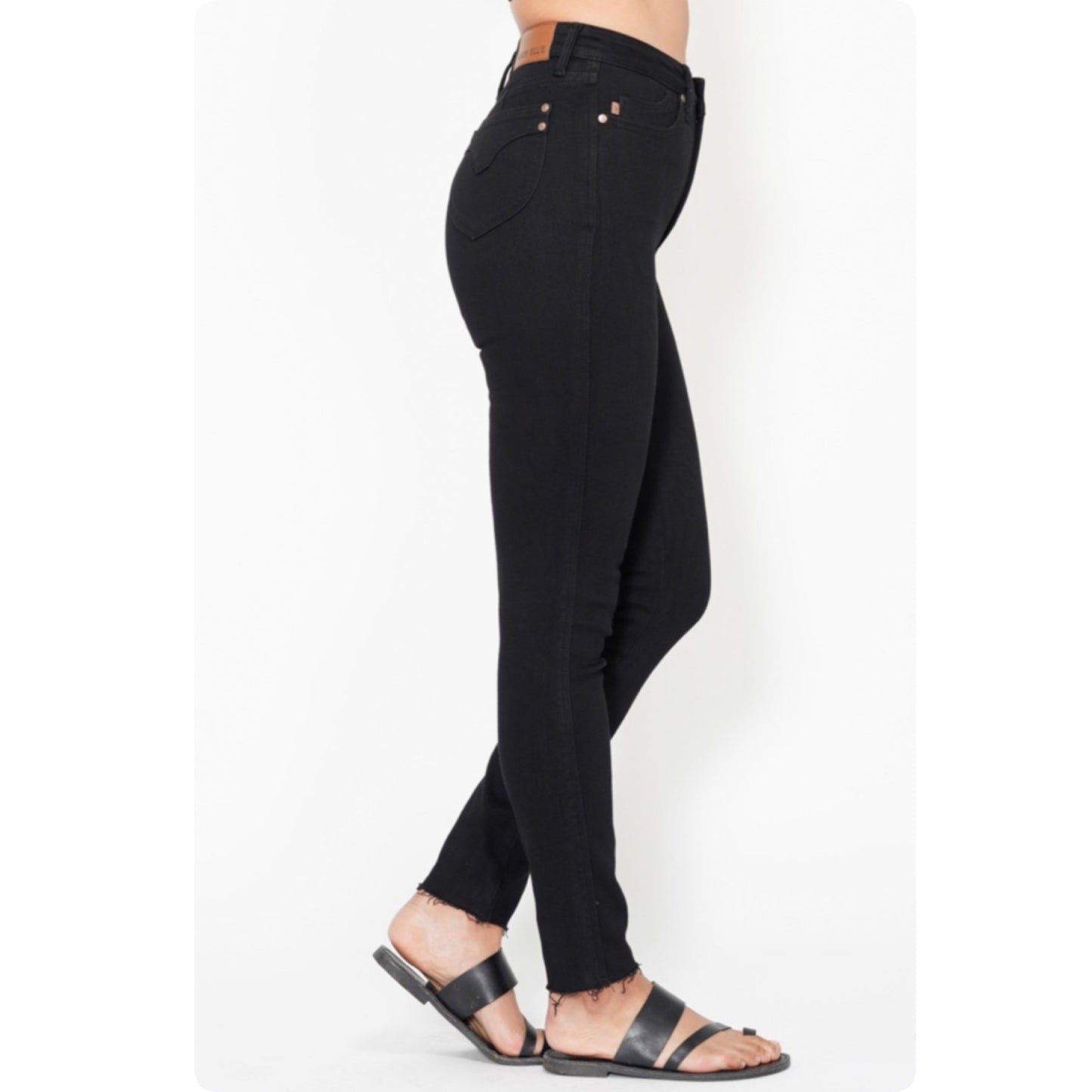 JUDY BLUE High Waist TUMMY CONTROL Black Skinny Jeans-Stretchy Comfort