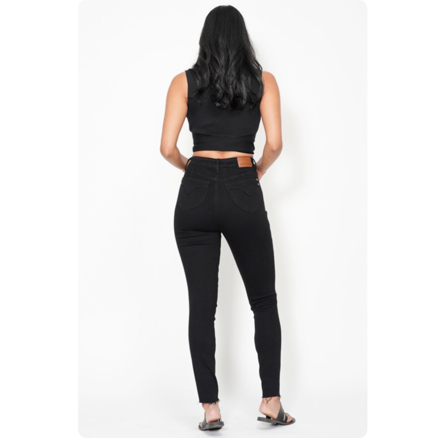 JUDY BLUE High Waist TUMMY CONTROL Black Skinny Jeans-Stretchy Comfort