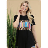 Ashlyn Serape Animal Print Color Block Black Tunic Top-Casual Comfort