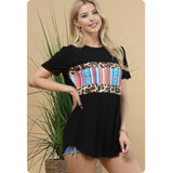 Ashlyn Serape Animal Print Color Block Black Tunic Top-Casual Comfort