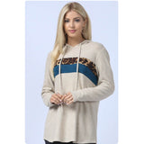 Ashlyn’s Ultra Soft Hacci Knit Color Block Hooded Sweater Top
