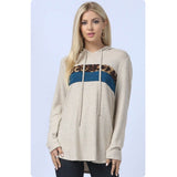 Ashlyn’s Ultra Soft Hacci Knit Color Block Hooded Sweater Top