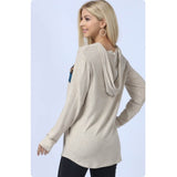 Ashlyn’s Ultra Soft Hacci Knit Color Block Hooded Sweater Top