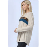 Ashlyn’s Ultra Soft Hacci Knit Color Block Hooded Sweater Top